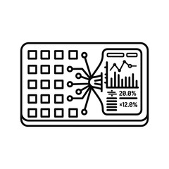 Modern calculator with data analysis isolated on