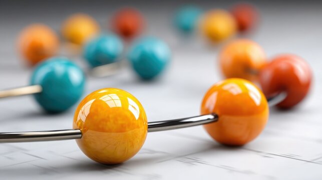 Colorful collection of balls arranged on a table illustrating corporate future planning roadmap icon concept