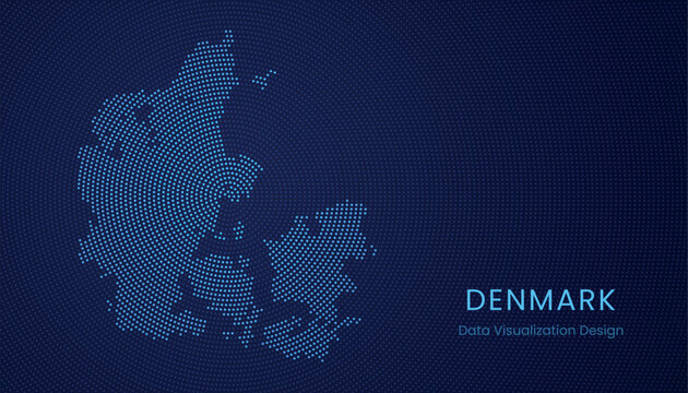 Denmark dotted digital map for data visualization design