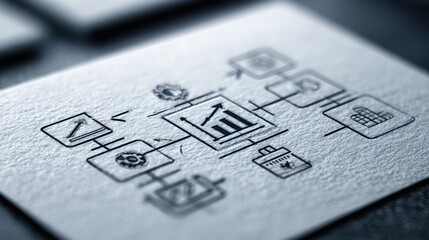 Business card displaying business icon illustrating corporate growth development roadmap icon concept in professional setting