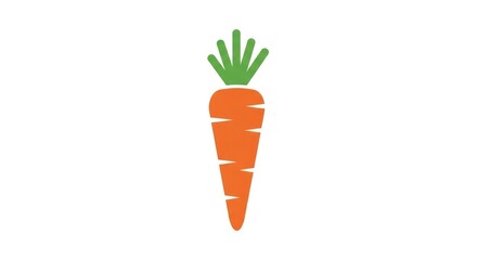 Illustration of fresh orange carrot with green leaves on white