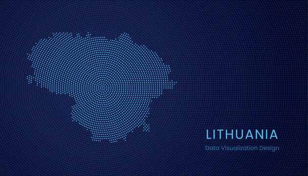 Lithuania dotted digital map for data visualization design