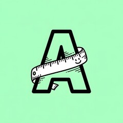 Playful Letter A Logo with Ruler Character for Measurement.