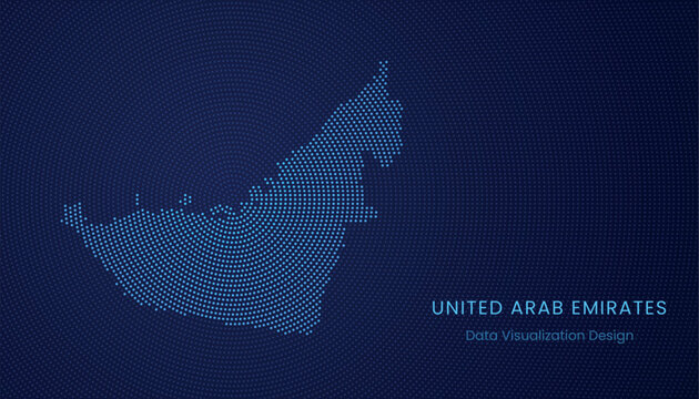 United Arab Emirates dotted digital map for data visualization design