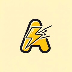 Letter A logo with lightning bolt design concept.