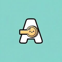 Cute Coin Character Logo Design with Letter A Integration.
