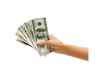 cash money in hand transparent background
