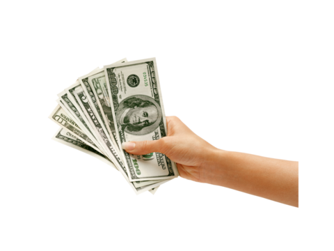 cash money in hand transparent background