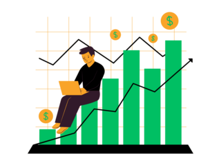 Abstract growing financial chart with the business person 