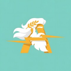 Letter A Zeus Logo Design with Lightning Bolt and Laurel Wreath.