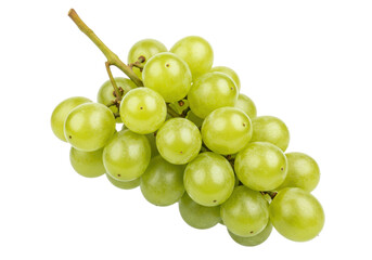 Isolated bunch of green grapes, healthy fruit with stem and fresh, delicious taste