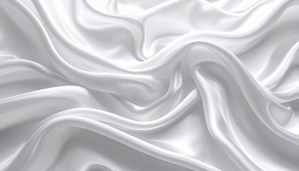 Obraz premium Elegant white satin fabric, a luxurious textile texture with flowing, rippling folds of silk