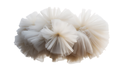 White Tulle Fabric Flower Shape graphic design isolated on a transparent background