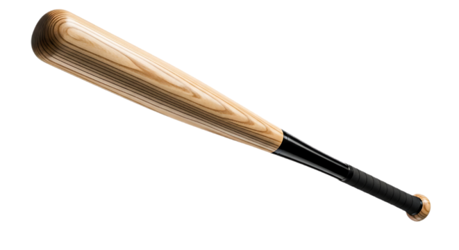 Wooden Baseball Bat on Transparent Background Sport Equipment Game