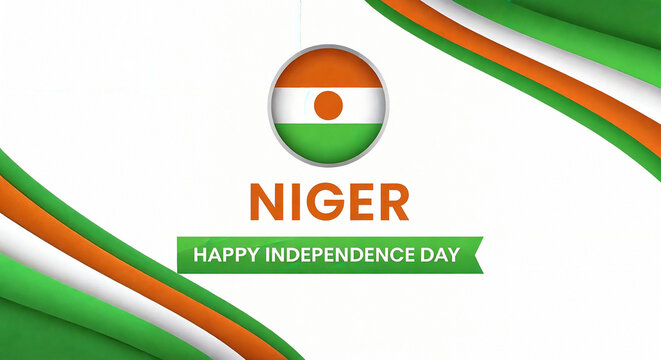 Niger independence day background with flag isolated on white background, orange and green
