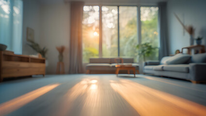 Fototapeta premium Sunlight streaming into a modern living room