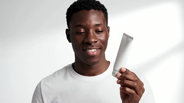 Man Holding a Skincare Tube Product