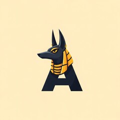 Anubis-themed letter A logo design with Egyptian flair.