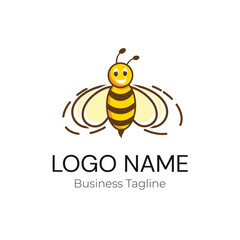 Logo Bee Animal Vector Illustration Design Template