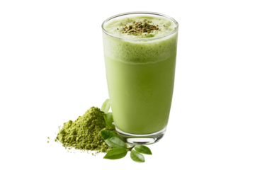 Fitness matcha protein shake isolated on transparent background