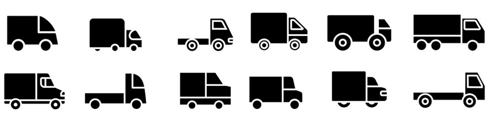 Truck vector icon set. Lorry illustration sign collection. Autotruck symbol or logo. Design for web.