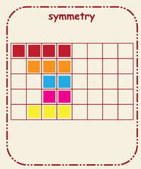 Symmetry Activity Worksheet for Kids &ndash; Mirror Drawing Educational Illustration