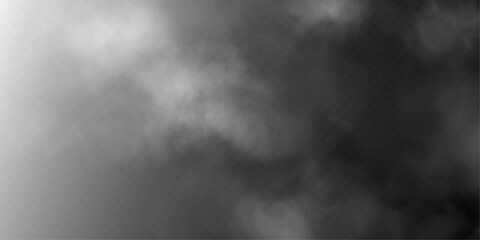 Dark Smoke Fog Overlay on Transparent Background.