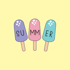 Summer, Ice cream - Girl t-shirt vector illustration graphic design