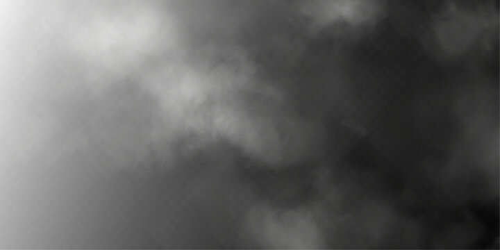 Dark Smoke Fog Overlay on Transparent Background.