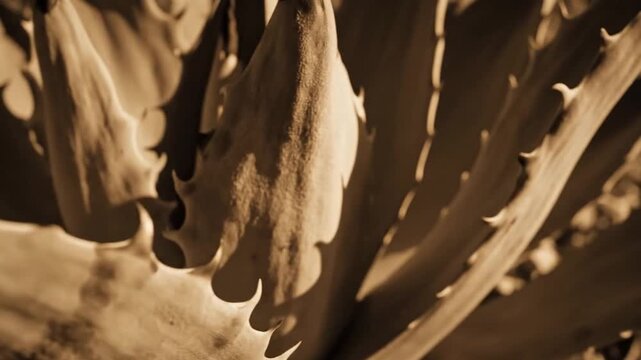 Close up of a dry agave plant in the desert sun.