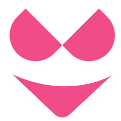 Women's undergarments pink bra icon Vector illustration of an abstract background with pink lips, ribbon, and glossy heart shape icons perfect for Valentine's day design