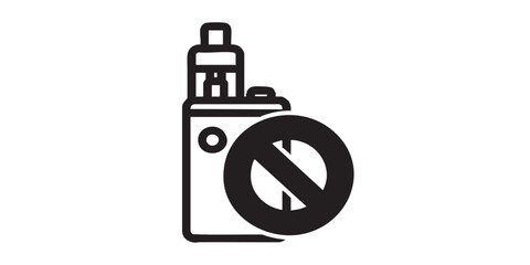 Vaping device ban line icon, dangers of smoking concept. Vector graphics. Prohibited item sign on white background, outline style icon for mobile or web design