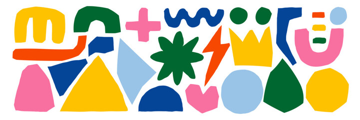 Childish abstract collage full of doodle shapes and drawn lines. Trendy cartoon texture gives a fun artistic energy. Perfect for design backgrounds and prints