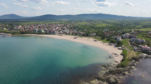 Aerial view of Black sea coast near village of Lozenets, Burgas Region, Bulgaria 