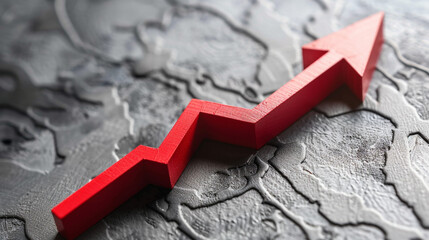 A striking crimson graph illustrates a powerful upward trend, with a prominent red arrow emphatically soaring, signifying significant growth, market surges, or a remarkable positive financial performa
