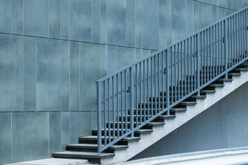 indoor space of empty design hall with cold tile wall background and stairway construction urban environment place minimalism style
