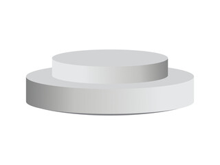 White cylinder podium for product presentation isolated on transparent background