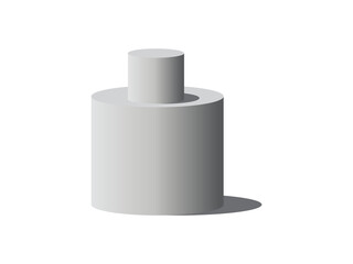 White cylinder podium for product presentation isolated on transparent background