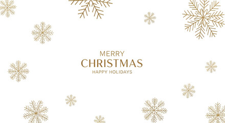 3d icon of elegant christmas background with golden snowflakes and the text merry christmas isolated on white background