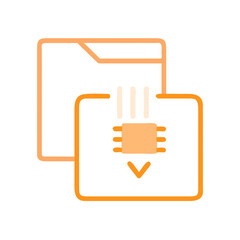 Icon representing data import with file folder and arrow, symbolizing technology and efficiency
