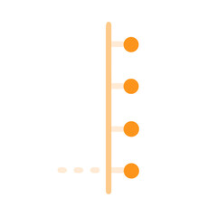 Vertical timeline icon featuring line with orange dots representing milestones or events, symbolizing progress and history