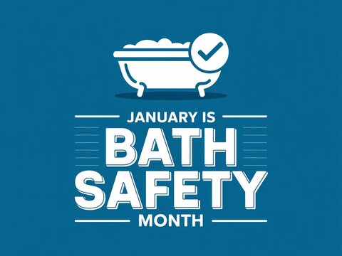 January is bath safety month promoting safe bathing practices and awareness with a bathtub icon