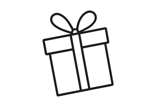 Festive Gift Box. Outline of a gift box, complete with a ribbon and bow on top. The lines are clean and sharp, creating a sense of simplicity and anticipation. The. Vector illustration
