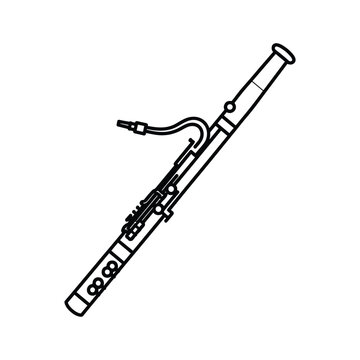 Illustration of a bassoon isolated on in black and white