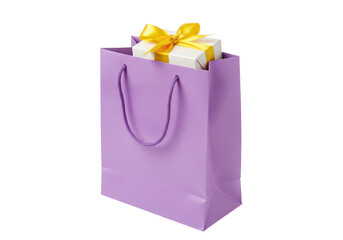 Isolated present in gift bag, surprise for birthday, or celebration, and shopping concept