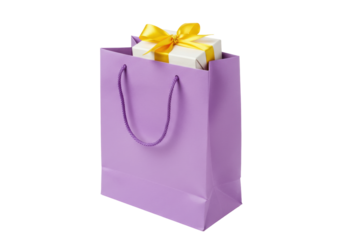 Isolated present in gift bag, surprise for birthday, or celebration, and shopping concept