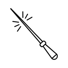 Magic wand with sparkles isolated on for wizardry and spells