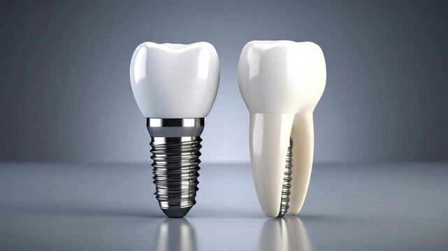 Dental implant and tooth comparison.