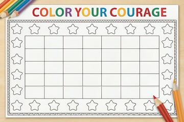 Colour Your Courage word on paper with stars for tracking courage activities