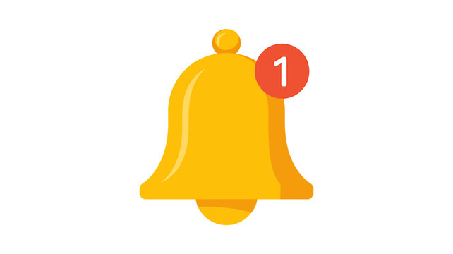 Golden notification bell with one unread message alert icon